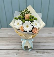 Букет цветов из:  Герберы, Розы и Хризантемы в Соломенском