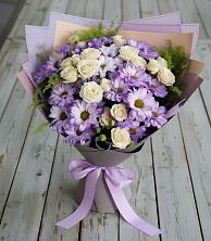 Букет цветов из:  Хризантемы и Розы в Соломенском